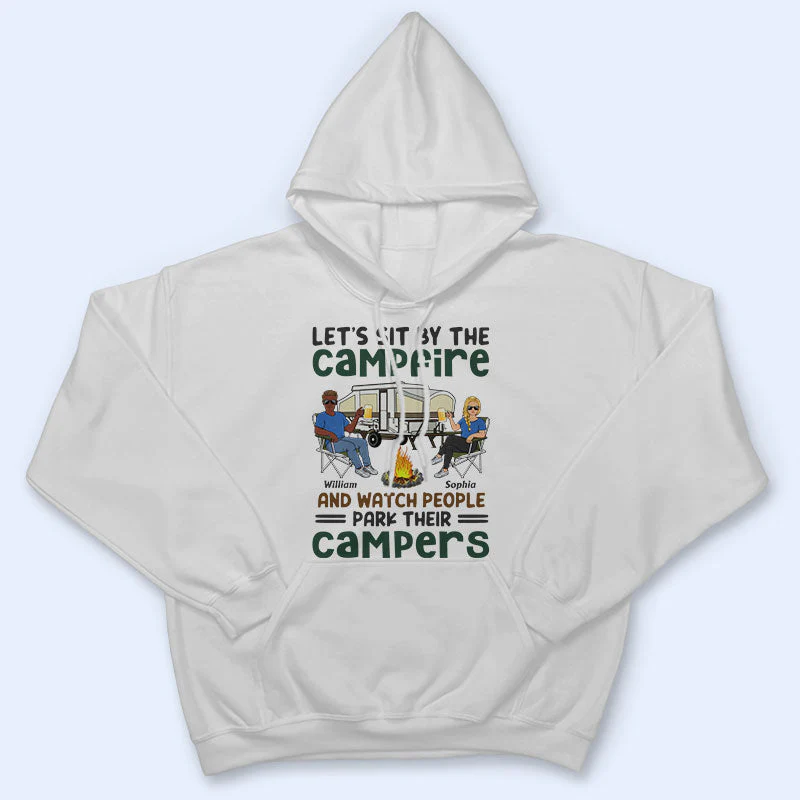 Let's Sit By The Campfire Husband Wife Camping Couple - Personalized Custom T Shirt - Image 4