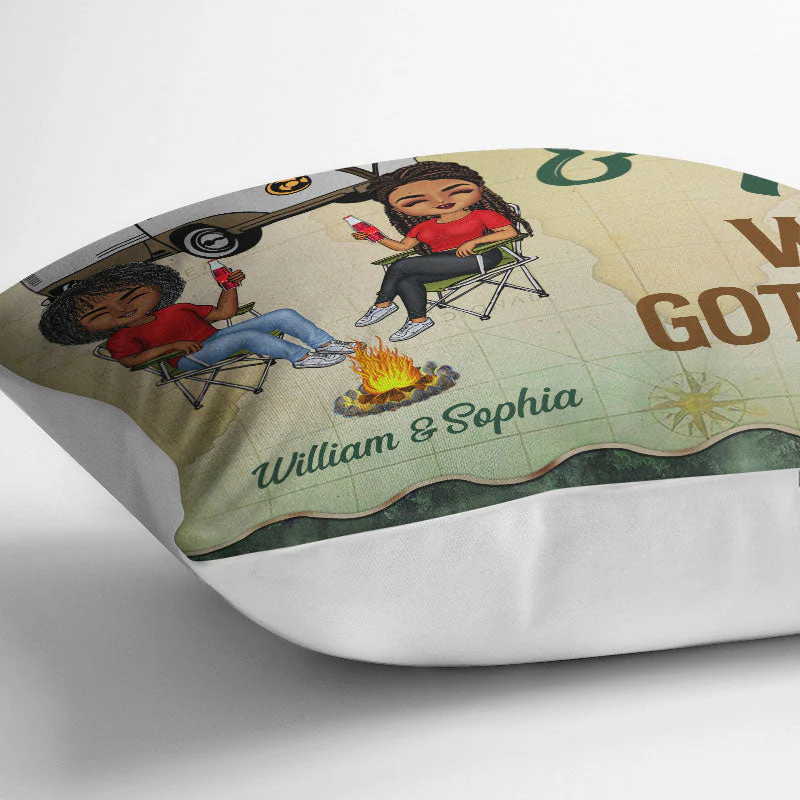 Let's Sit By The Campfire Husband Wife Camping Forest - Couple Gift - Personalized Custom Pillow - Image 3