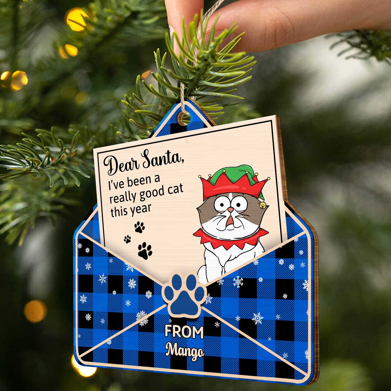 Letter To Santa From Funny Cartoon Cats - Christmas Gift For Cat Lovers - Personalized Custom Shaped Wooden Ornament - Image 2