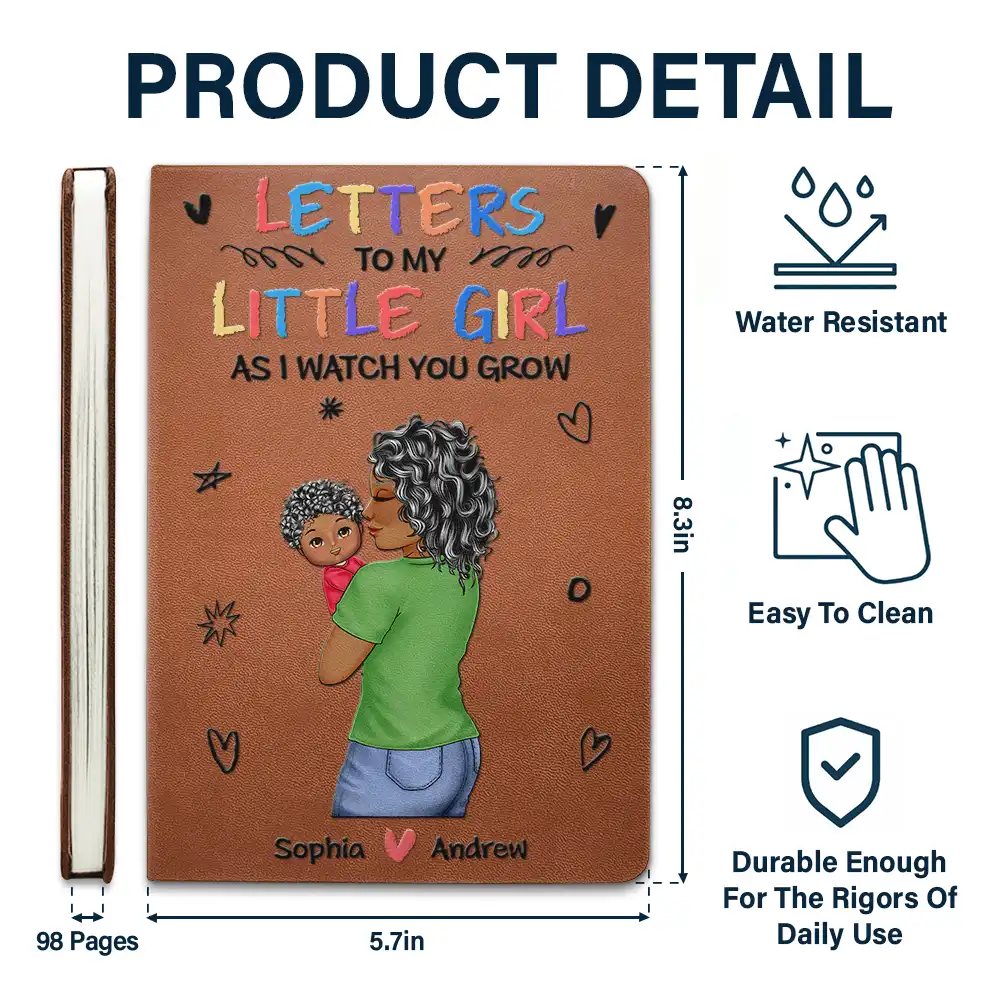 Letters To My Little Girl, Baby Keepsake - Personalized Leather Journal - Image 5