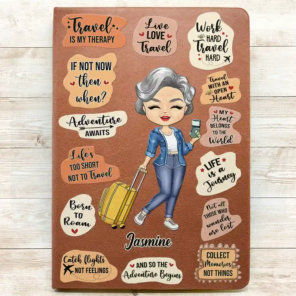Life Is A Journey Travel Lovers - Personalized Leather Journal - Image 3