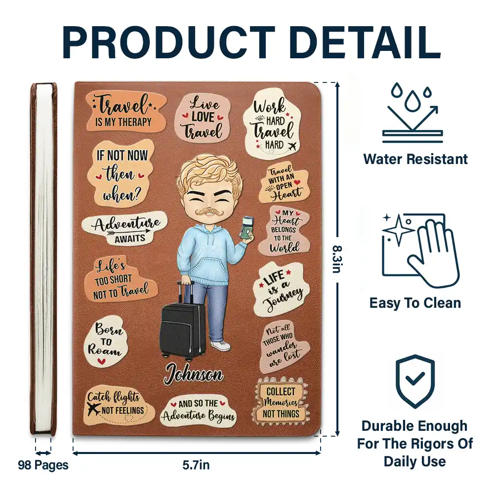 Life Is A Journey Travel Lovers - Personalized Leather Journal - Image 5