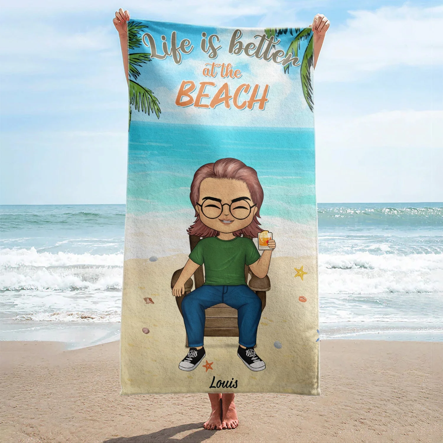 Life Is Better At The Beach - Gift For Her, Him, Besties, Family - Personalized Custom Beach Towel - Image 2