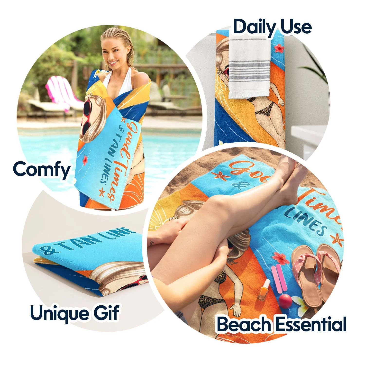 Life Is Better At The Beach Summer Vibes - Gift For Him, Her, Yourself, Girlfriend, Boyfriend, BFF Best Friends, Traveling Lovers - Personalized Custom Beach Towel - Image 5