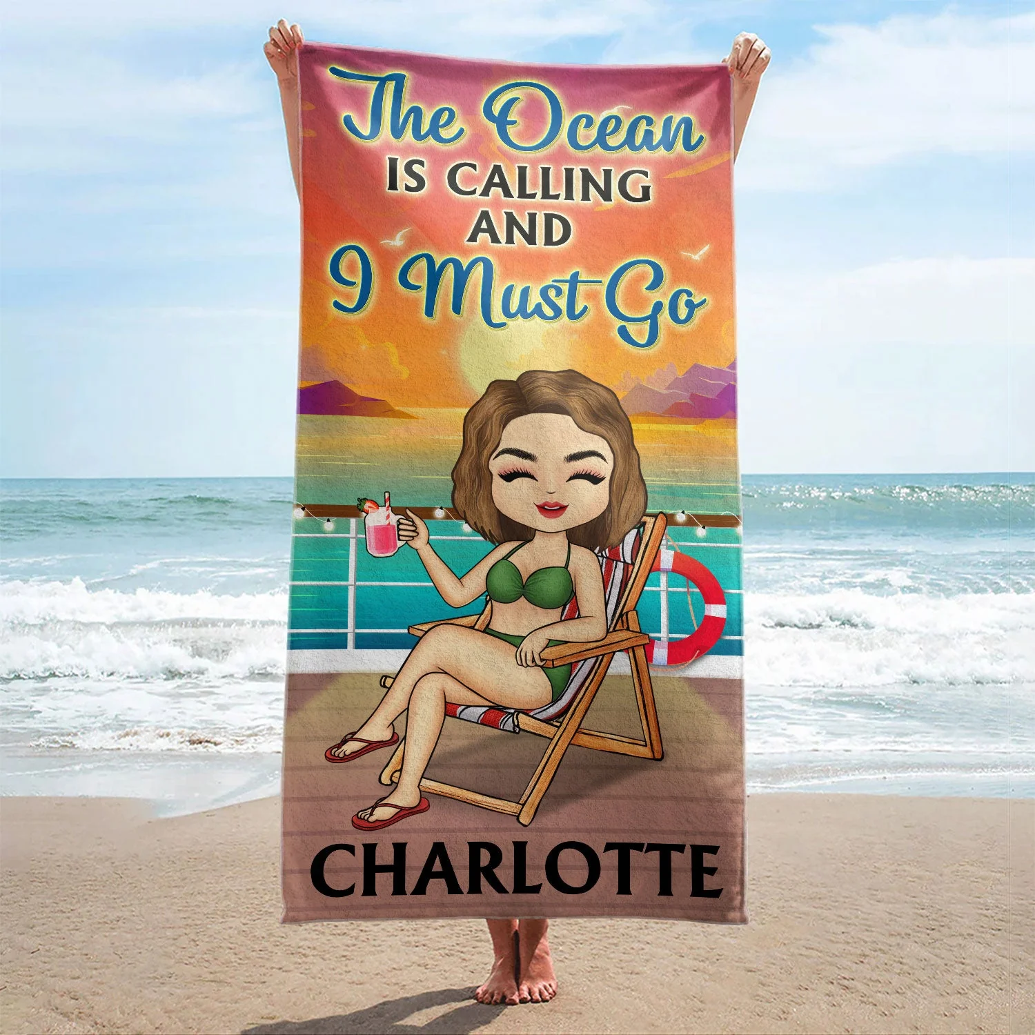 Life Is Better On A Cruise - Vacation, Birthday, Funny Gift For Cruising Lovers, Traveling Lovers - Personalized Beach Towel - Image 2