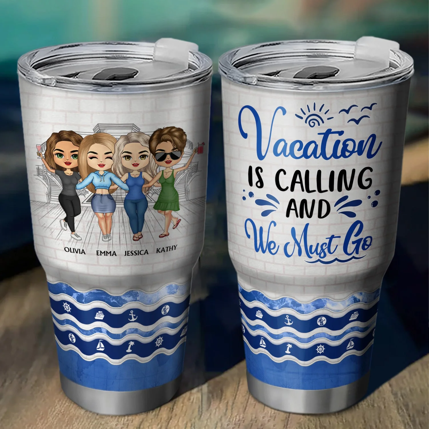 Life Is Better On A Cruise With Best Friends - Birthday, Traveling, Cruising Gift For BFF, Siblings, Colleagues - Personalized Custom 30 Oz Tumbler - Image 2