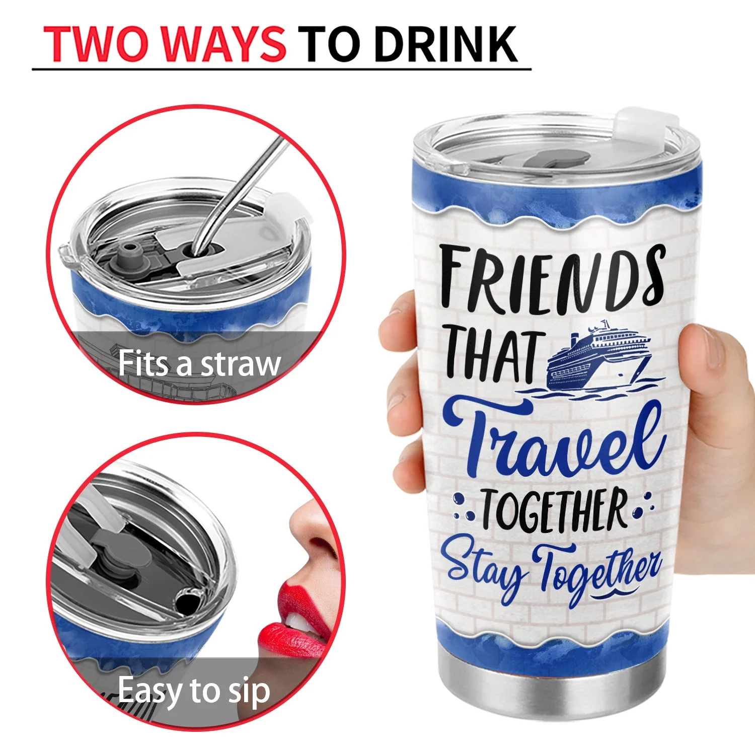Life Is Better On A Cruise With Best Friends - Birthday, Traveling, Cruising Gift For BFF, Siblings, Colleagues - Personalized Custom Tumbler - Image 4