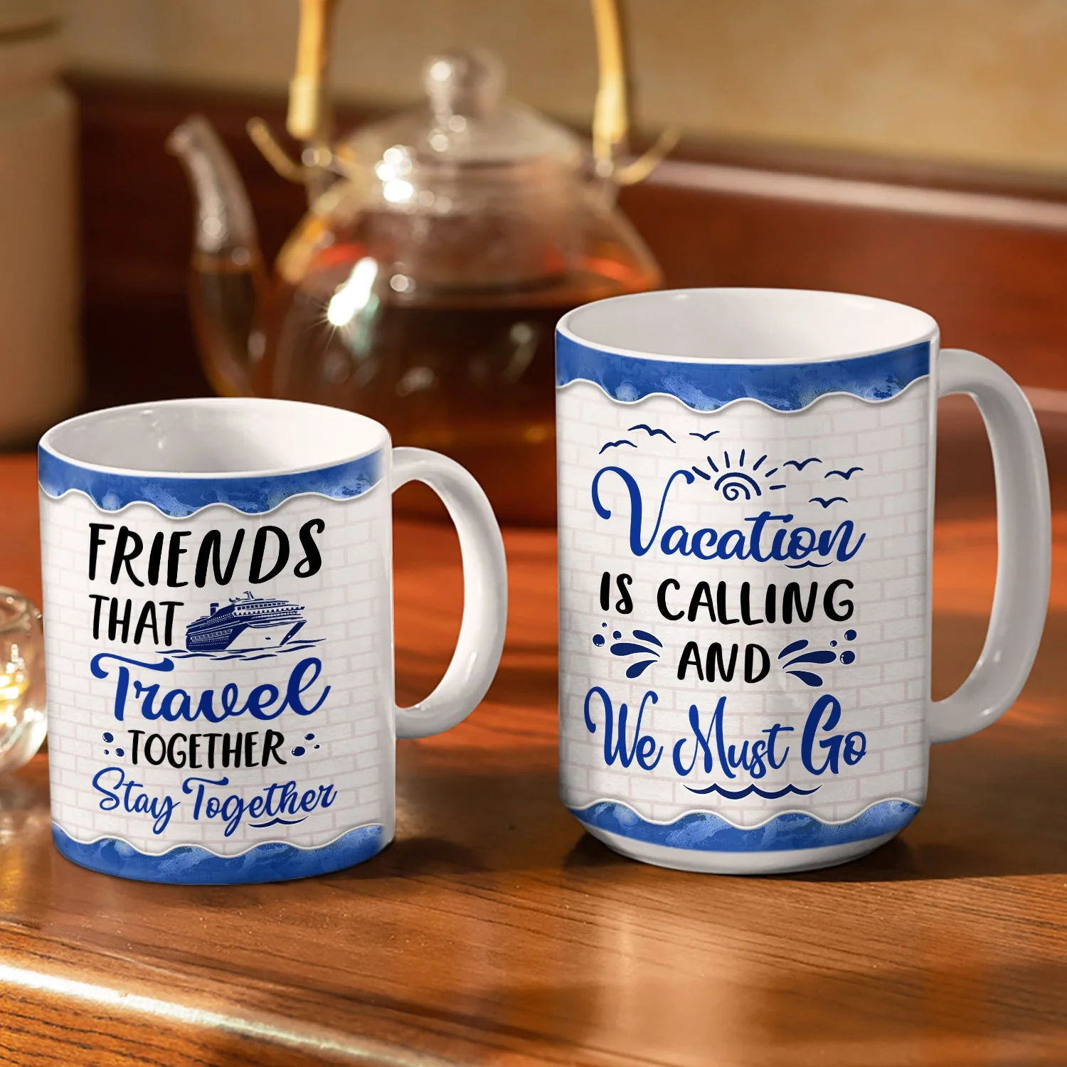 Life Is Better On A Cruise With Best Friends - Birthday, Traveling, Cruising Gift For BFF, Siblings, Colleagues - Personalized Custom White Edge-to-Edge Mug - Image 3