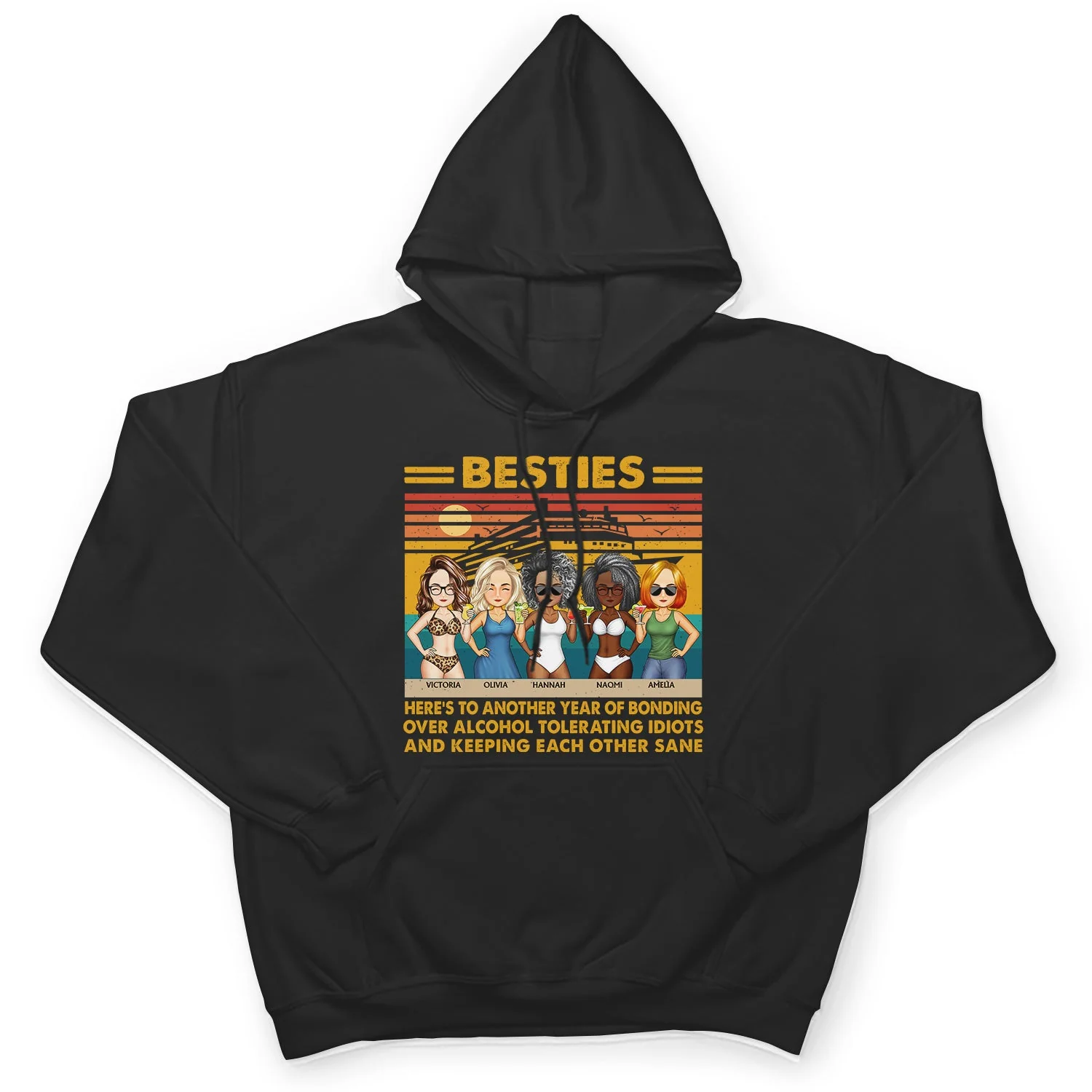 Life Is Better On A Cruise With Best Friends Vintage - Traveling, Vacation, Anniversary, Birthday Gift For Besties - Personalized Custom T Shirt - Image 4
