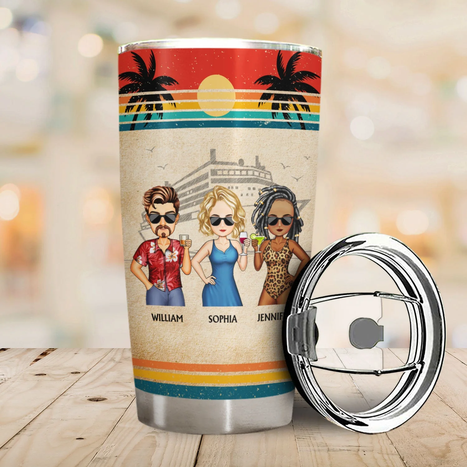 Life Is Better On A Cruise With Best Friends Vintage - Traveling, Vacation, Anniversary, Birthday Gift For Besties - Personalized Custom Tumbler - Image 2