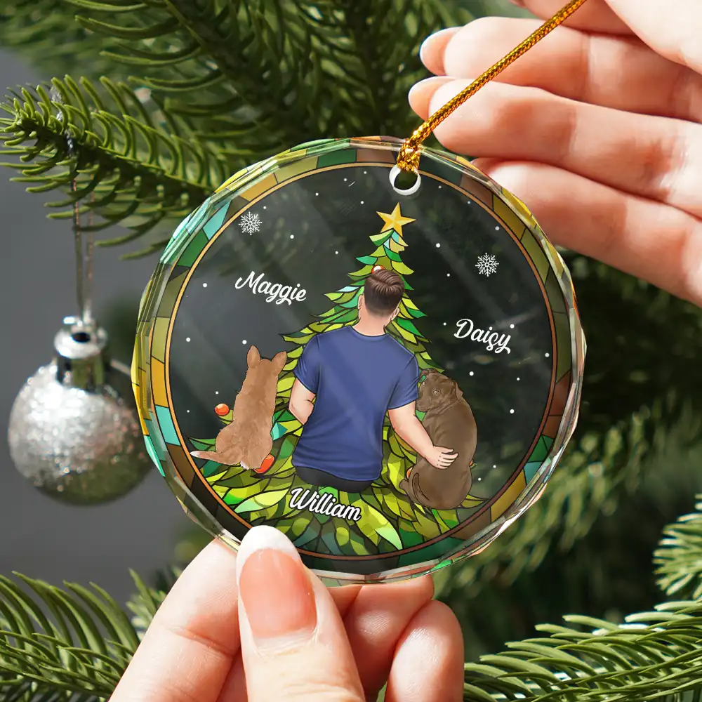 Life Is Better With A Dog Christmas - Personalized Circle Glass Ornament - Image 2