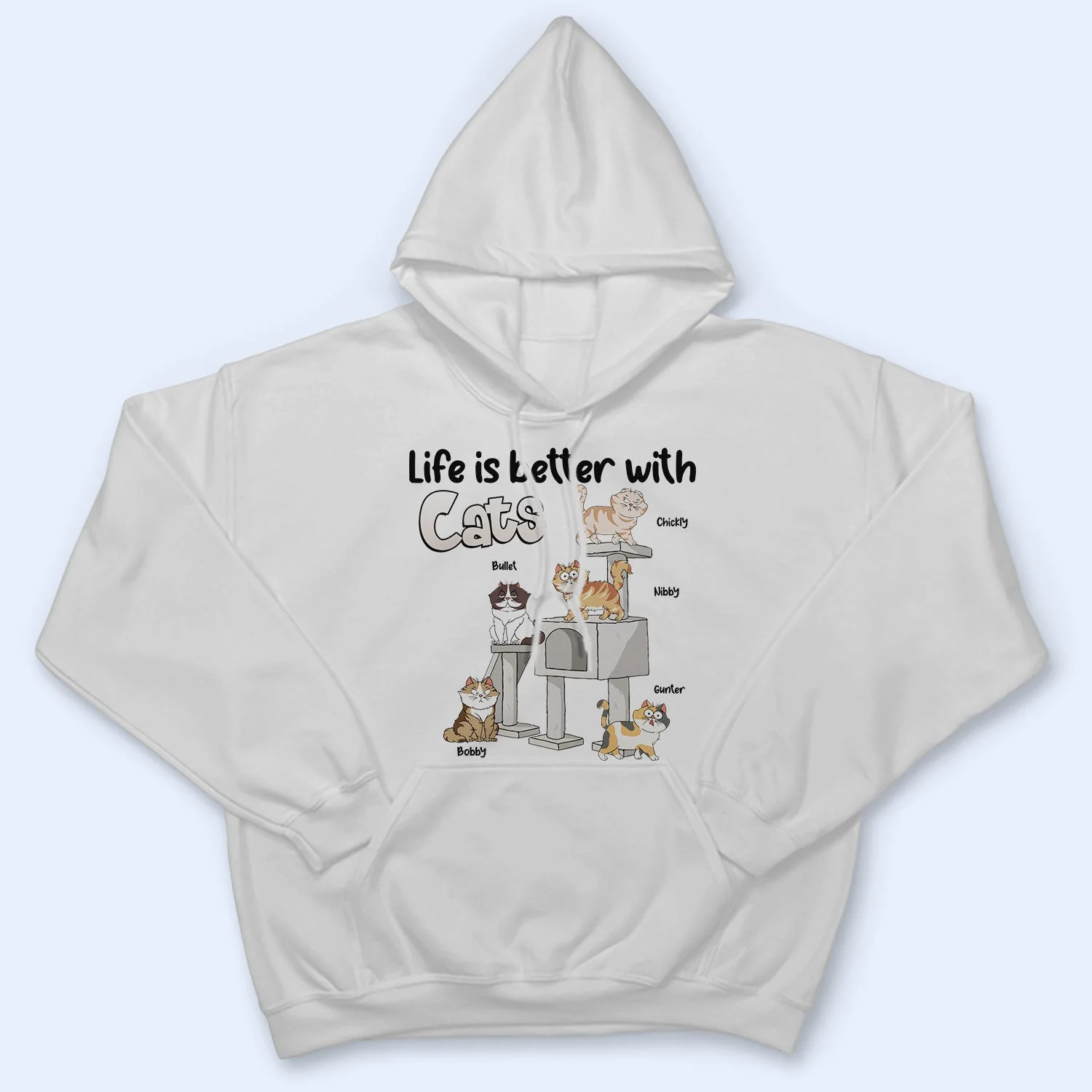 Life Is Better With Cats Funny Cartoon Style - Gift For Cat Lovers, Cat Mom, Cat Dad - Personalized T Shirt - Image 4