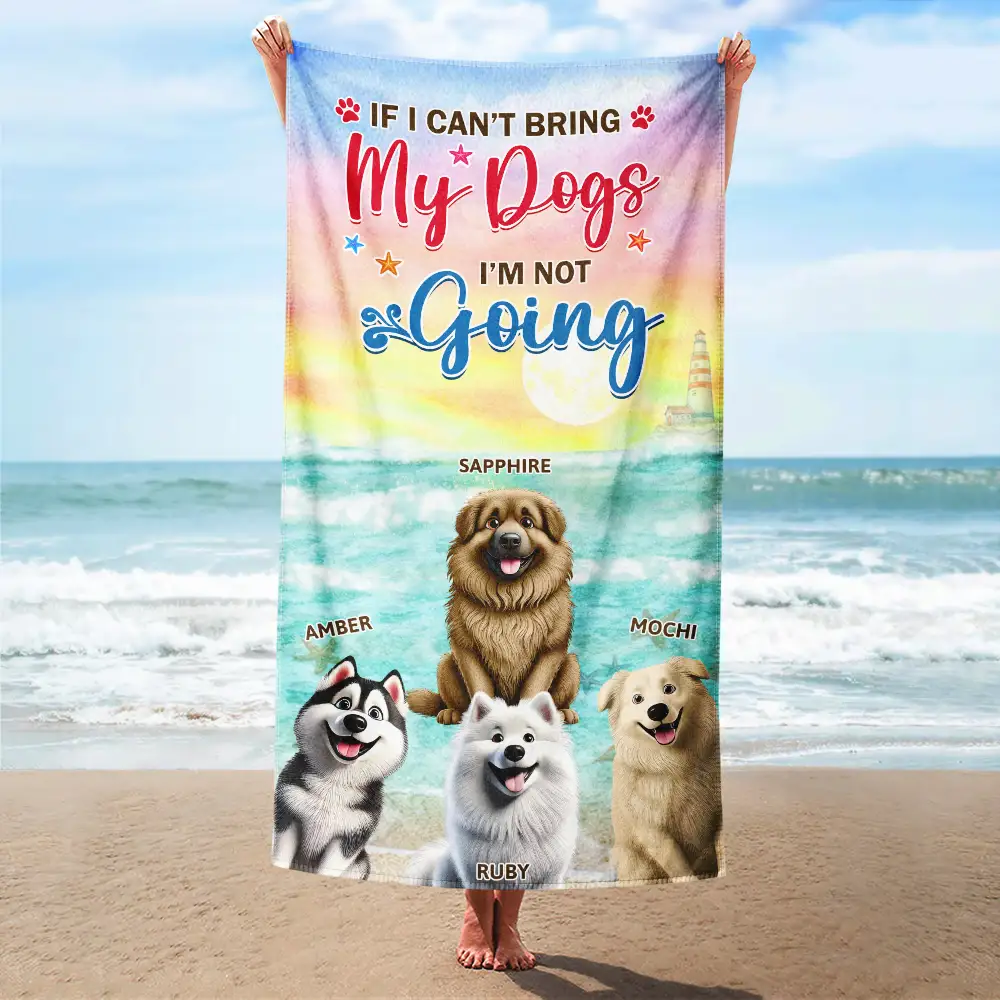 Life Is Better With Dogs 3D Effect - Personalized Beach Towel - Image 2