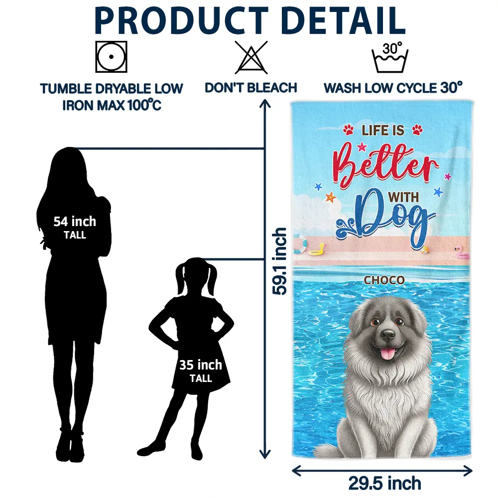 Life Is Better With Dogs 3D Effect - Personalized Beach Towel - Image 6