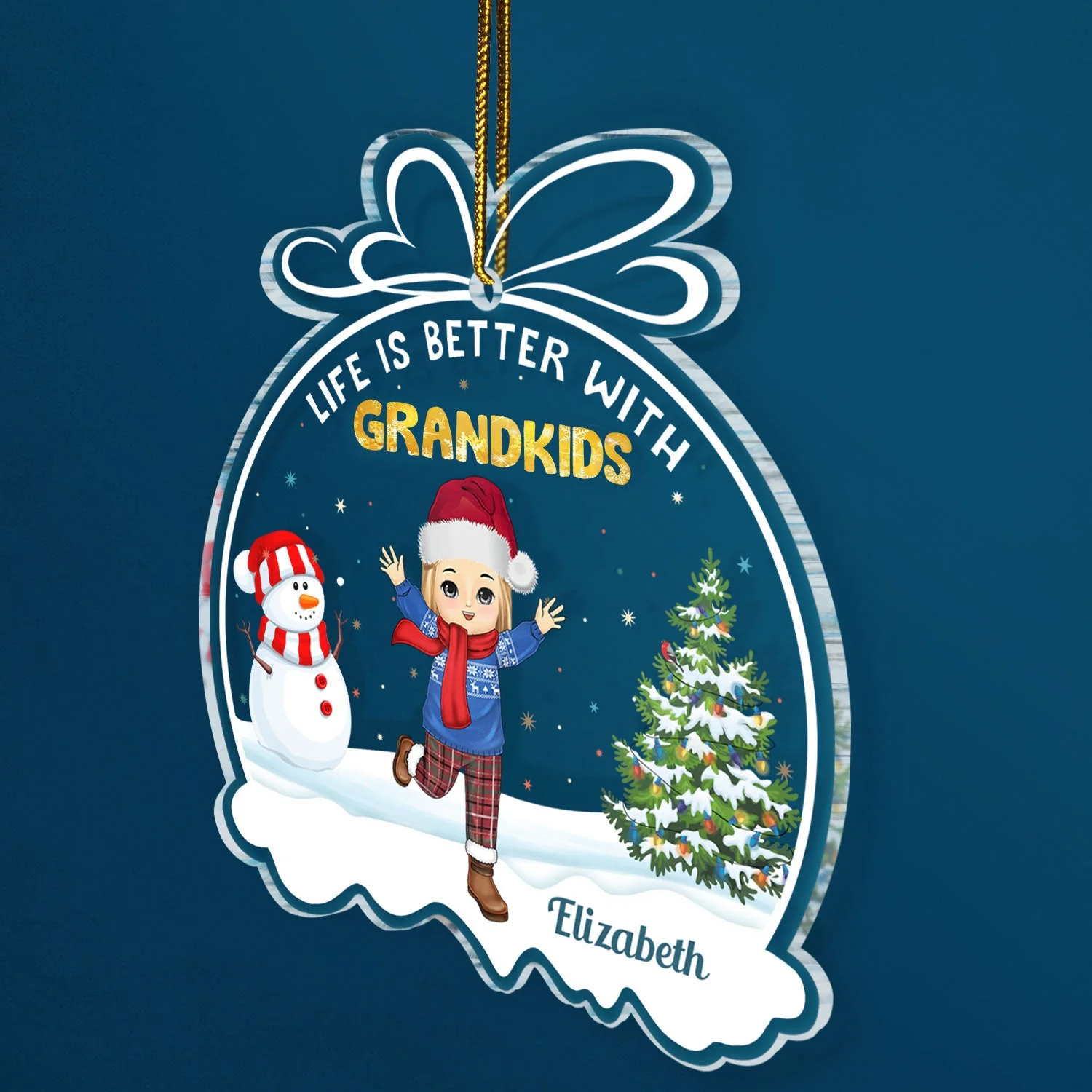 Life Is Better With Grandkids - Christmas Gift For Grandpa, Grandma, Grandparents - Personalized Custom Shaped Acrylic Ornament - Image 2