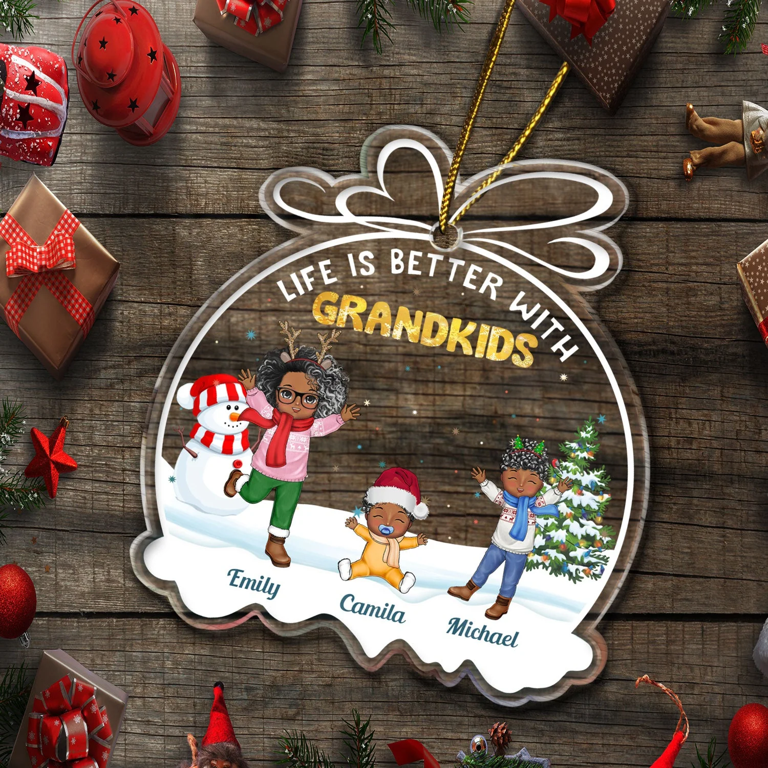 Life Is Better With Grandkids - Christmas Gift For Grandpa, Grandma, Grandparents - Personalized Custom Shaped Acrylic Ornament - Image 5