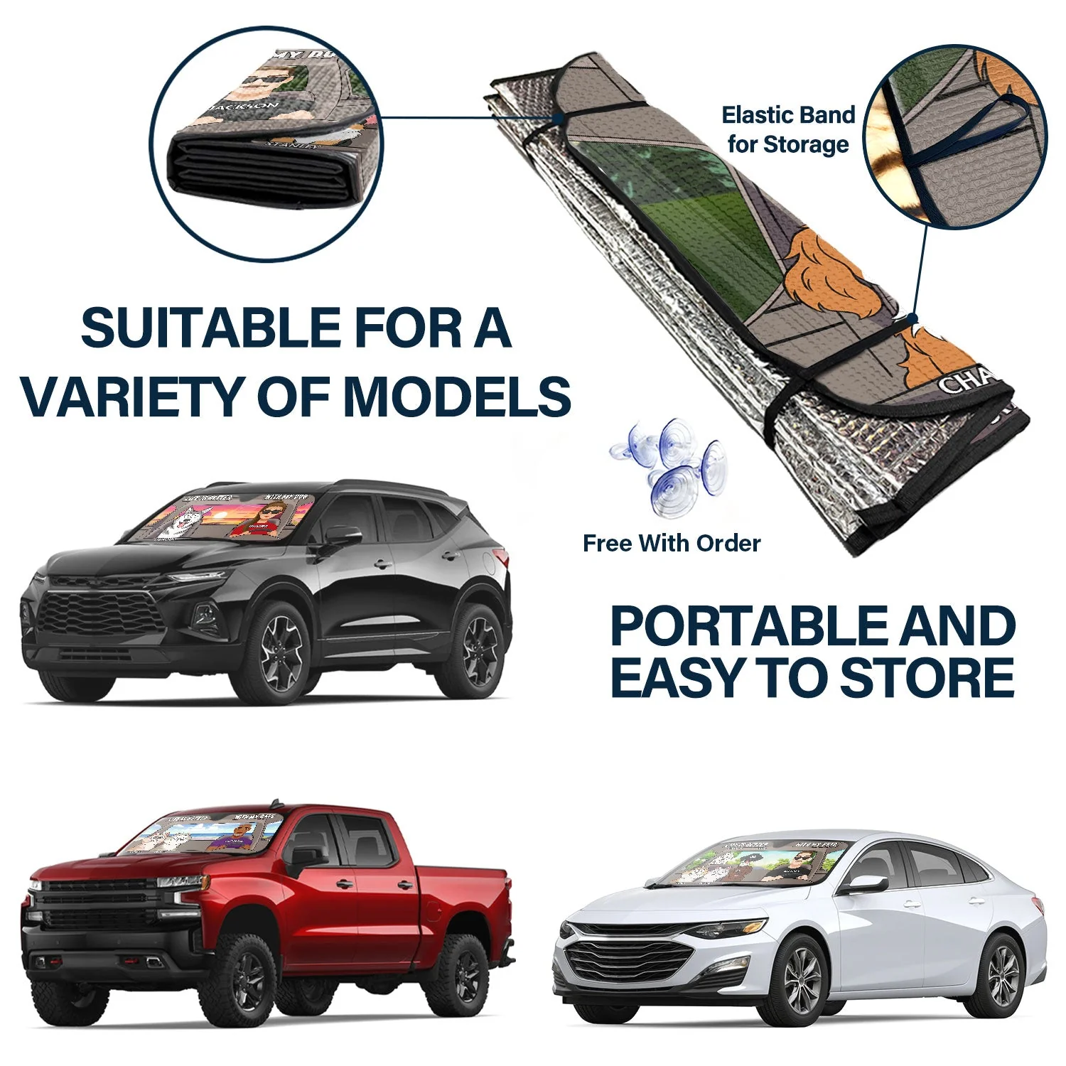 Life Is Better With My Pets - Gift For Pet Lovers - Personalized Auto Sunshade - Image 5