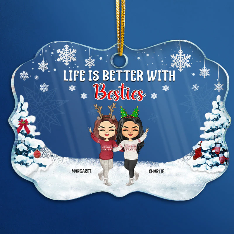Life Is Better With Sisters & Brothers - Christmas Gift For Siblings And Best Friends - Personalized Custom Medallion Acrylic Ornament - Image 3
