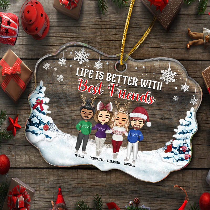 Life Is Better With Sisters & Brothers - Christmas Gift For Siblings And Best Friends - Personalized Custom Medallion Acrylic Ornament - Image 4