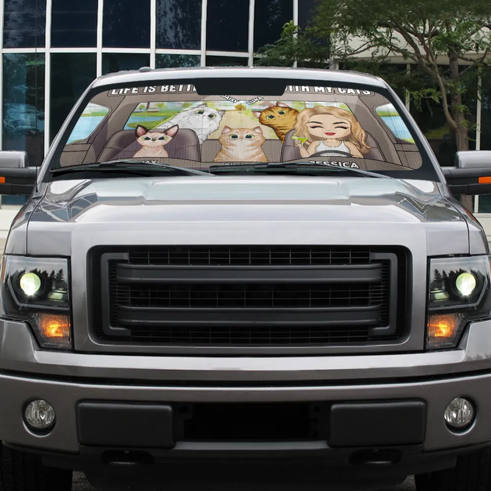 Life Is Better With The Pet Dog Cat - Personalized Auto Sunshade - Image 5