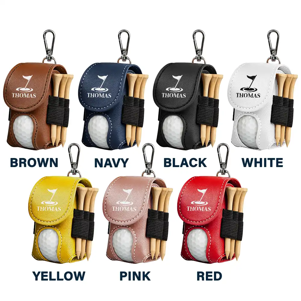 Life Is Full Of Choices - Personalized Leather Golf Ball Holder - Image 3