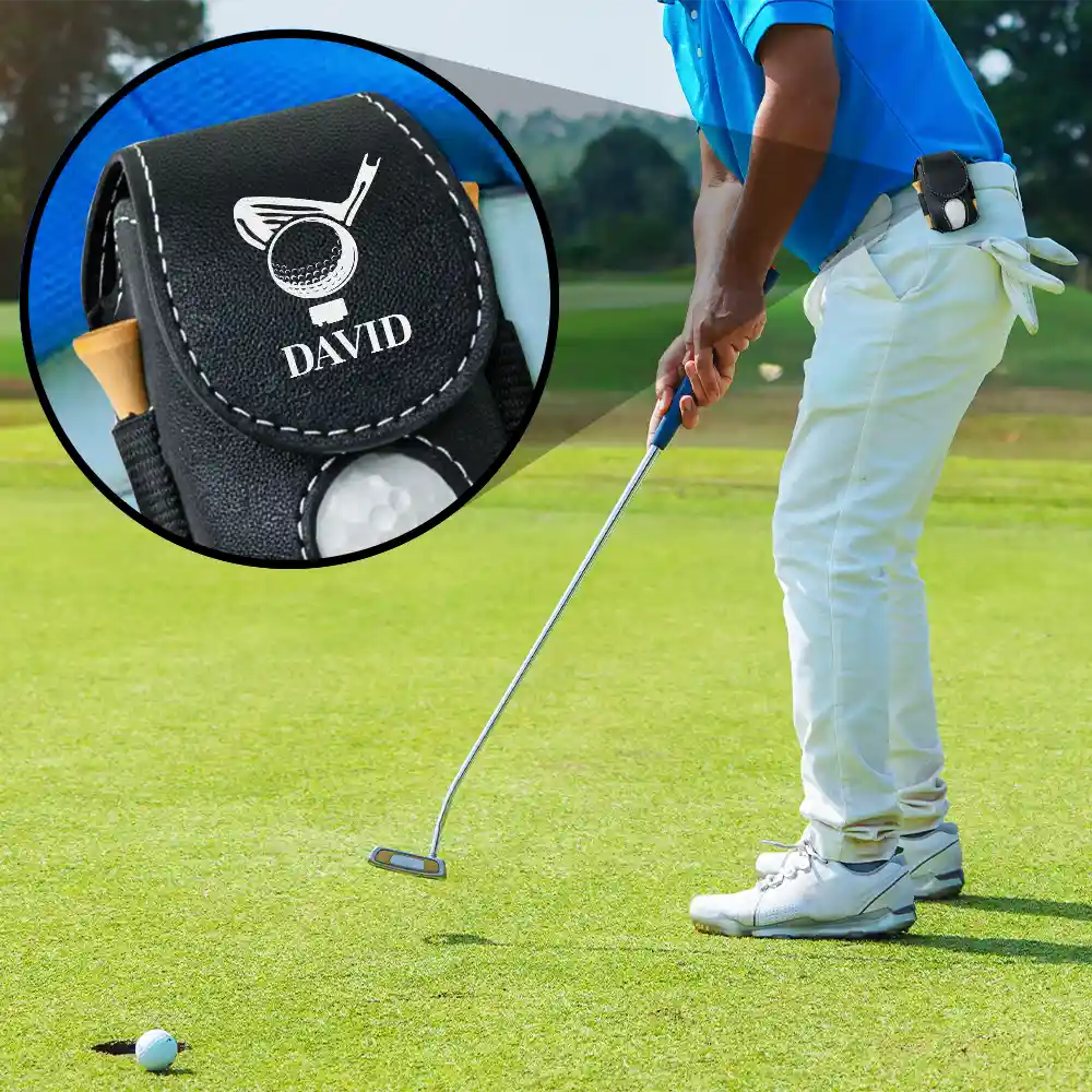 Life Is Full Of Choices - Personalized Leather Golf Ball Holder - Image 5