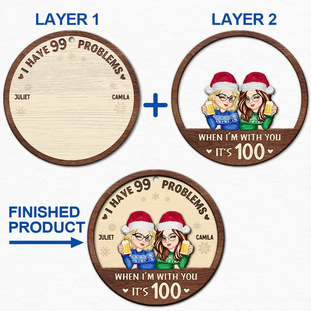 Life With My Extra Problems - Personalized 2-Layered Wooden Ornament - Image 6