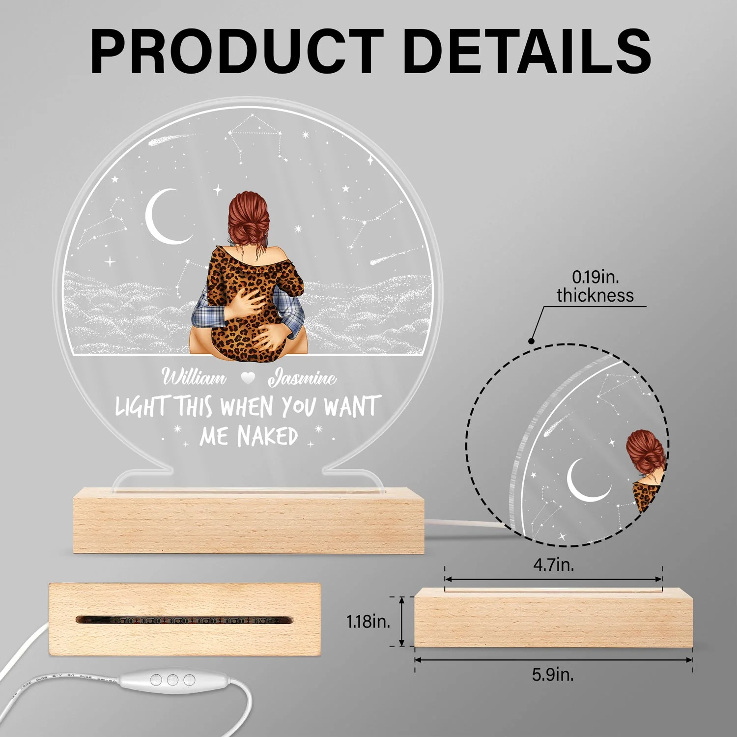 Light This When You Want - Gift For Couple - Personalized 3D Led Light Wooden Base - Image 5