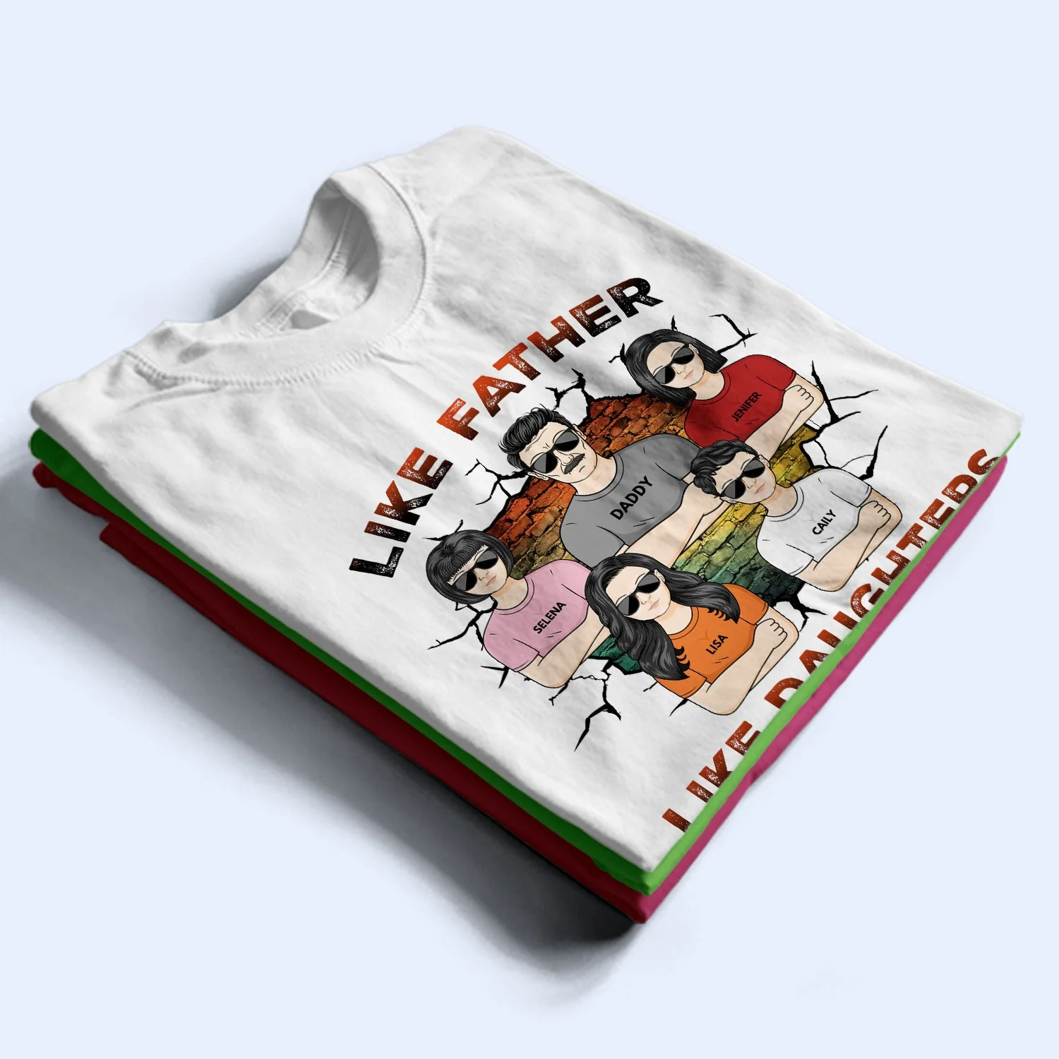 Like Father Like Daughter Oh Crap - Birthday, Funny Gift For Dad, Daddy, Grandpa, Husband, Daughters - Personalized Custom T Shirt - Image 2