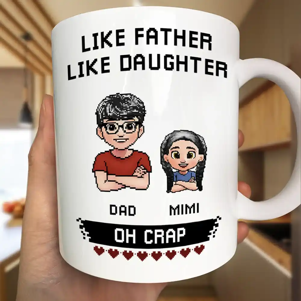 Like Mother Father Like Daughter Son Oh Crap Pixel Art - Personalized Mug - Image 3
