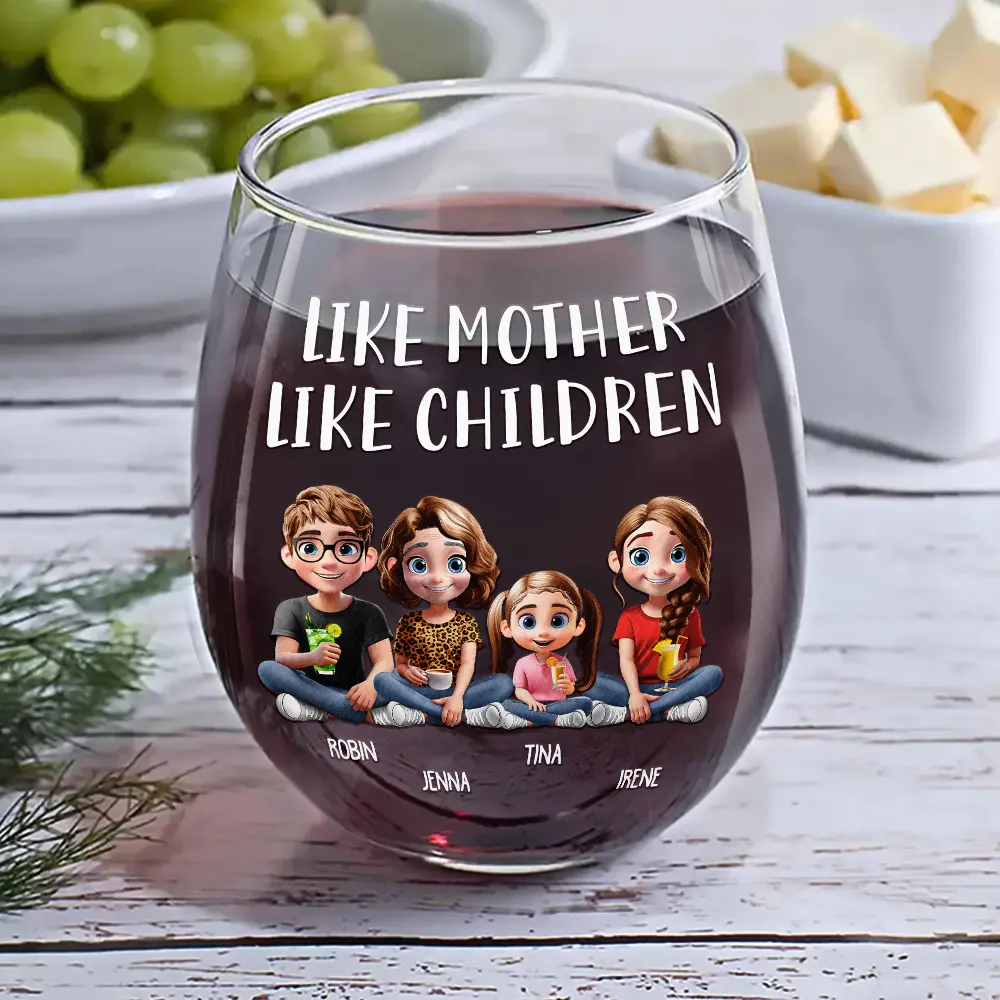 Like Mother Like Daughter 3D Effect - Personalized Stemless Wine Glass - Image 6