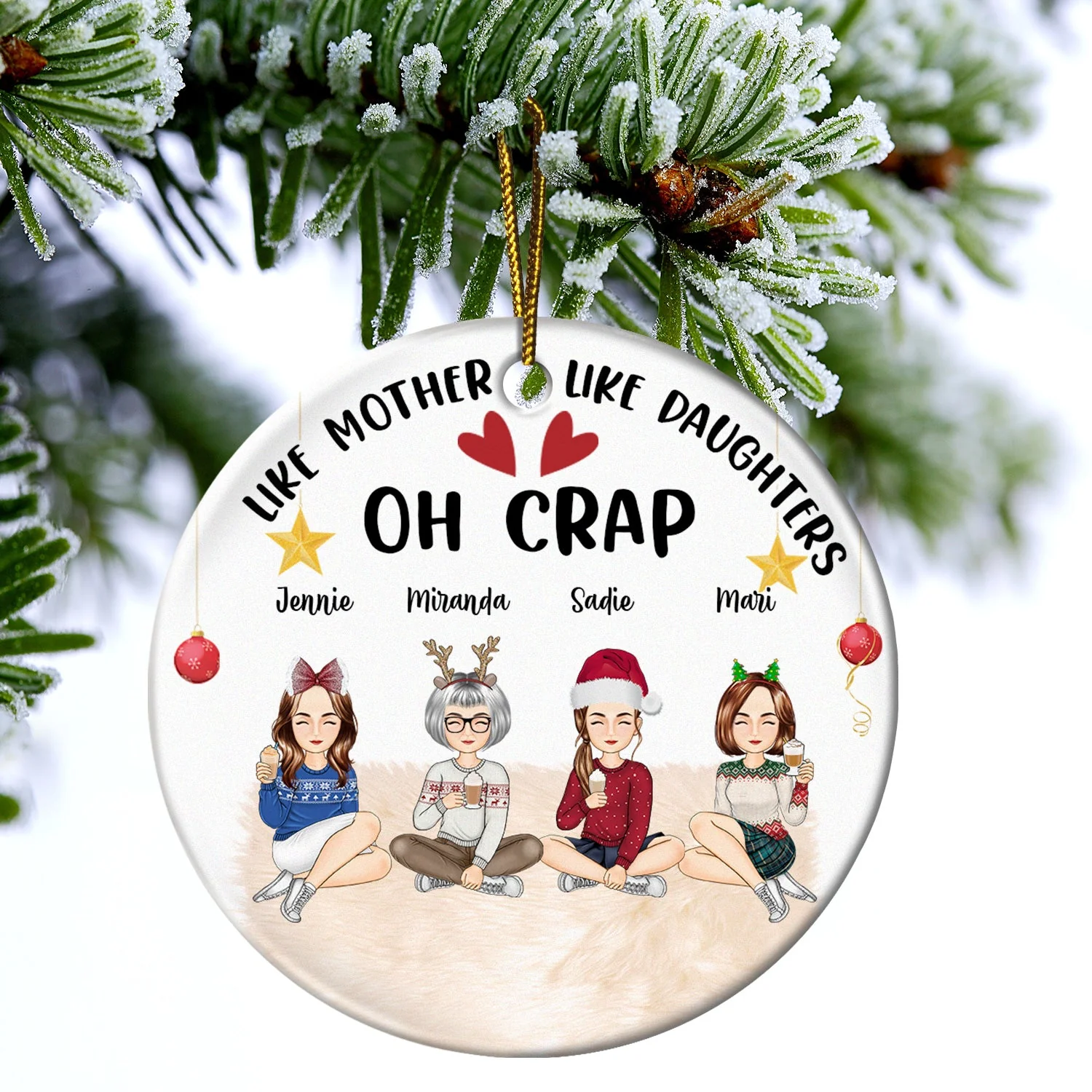 Like Mother Like Daughter - Christmas Gift For Mother Daughter - Personalized Circle Ceramic Ornament - Image 4