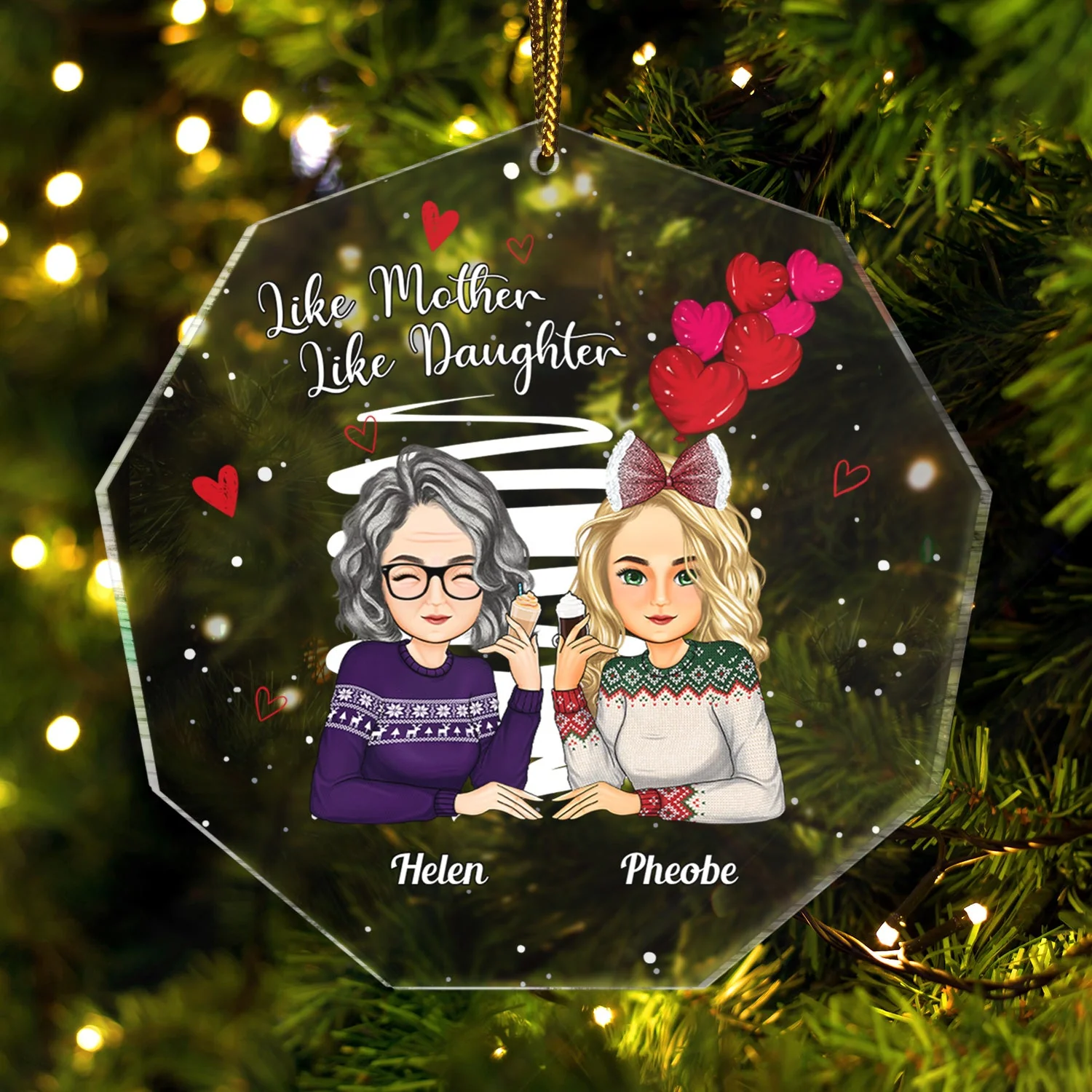 Like Mother Like Daughter - Christmas Gift For Mother Daughter - Personalized Custom Shaped Acrylic Ornament