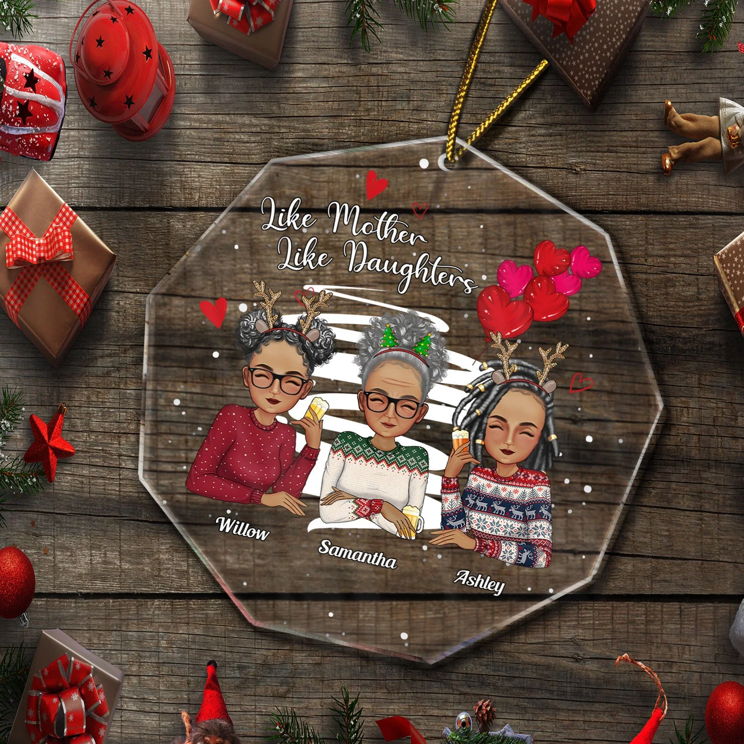Like Mother Like Daughter - Christmas Gift For Mother Daughter - Personalized Custom Shaped Acrylic Ornament - Image 5