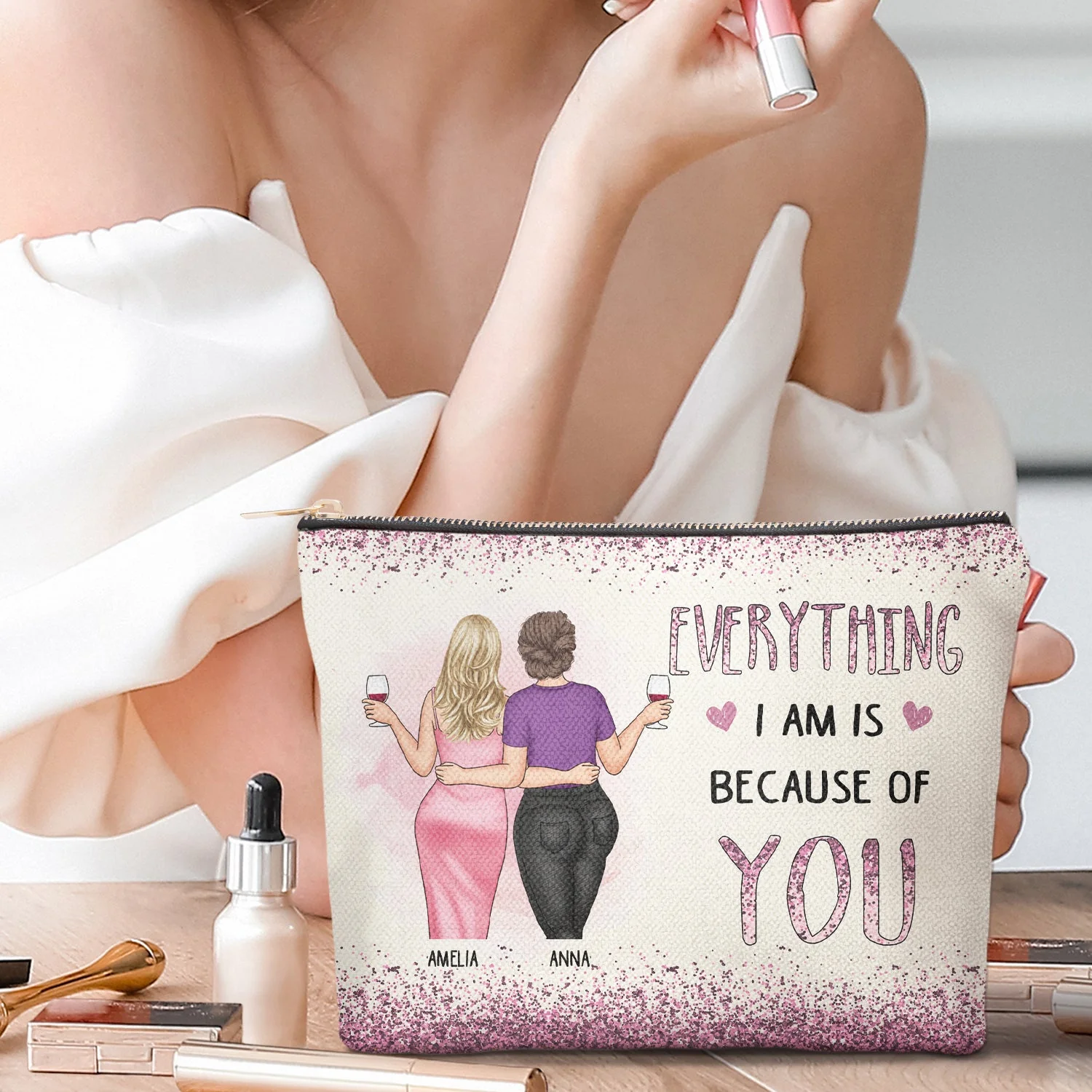 Like Mother Like Daughter - Gift For Mom, Mother - Personalized Cosmetic Bag - Image 2