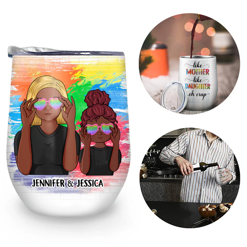 Like Mother Like Daughter - Gift For Mother - Personalized Custom Wine Tumbler - Image 2