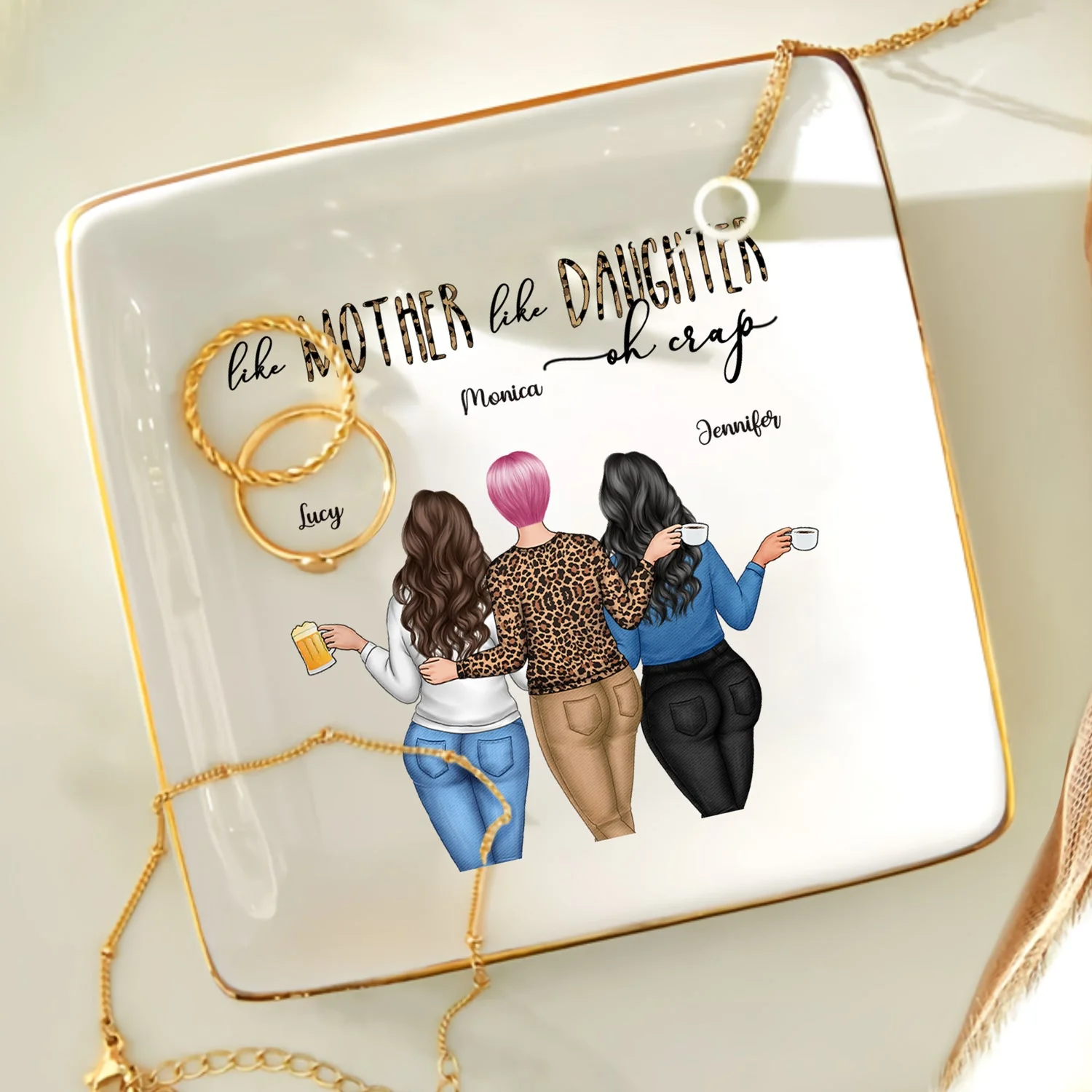 Like Mother Like Daughter Oh - Birthday, Loving Gift For Mom, Mum - Personalized Ring Dish - Image 4