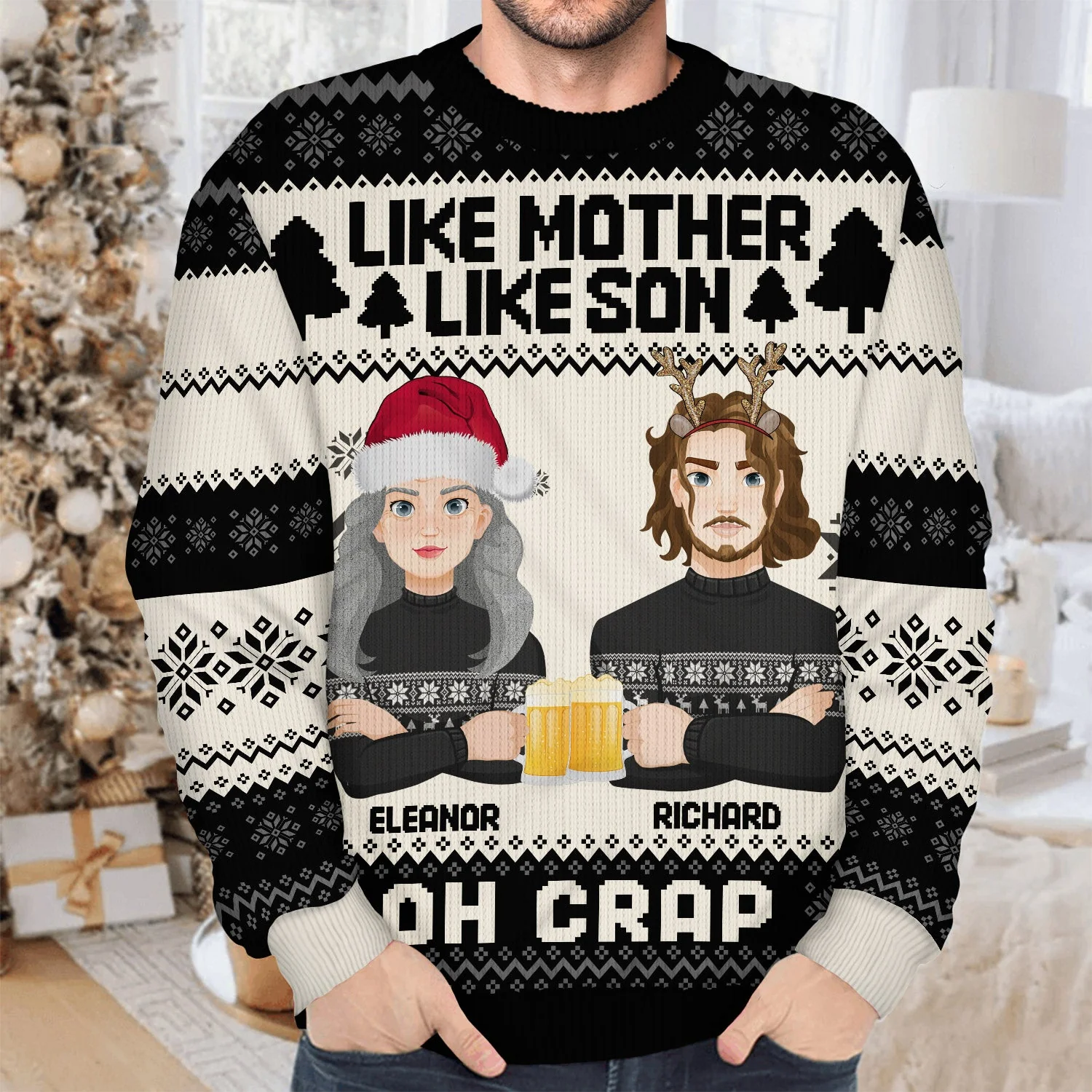 Like Mother Like Daughter Oh - Christmas Gift For Mom, Grandma - Personalized Unisex Ugly Sweater - Image 4