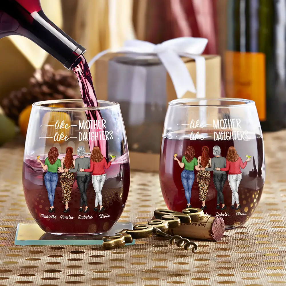 Like Mother Like Daughter - Personalized Stemless Wine Glass - Image 3