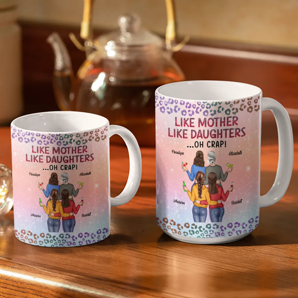 Like Mother Like Daughter Twinkle Leopard - Personalized White Edge-to-Edge Mug - Image 3