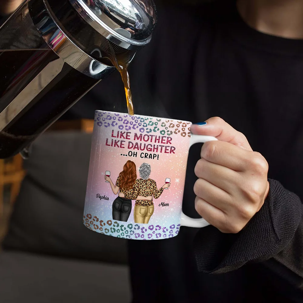 Like Mother Like Daughter Twinkle Leopard - Personalized White Edge-to-Edge Mug - Image 4