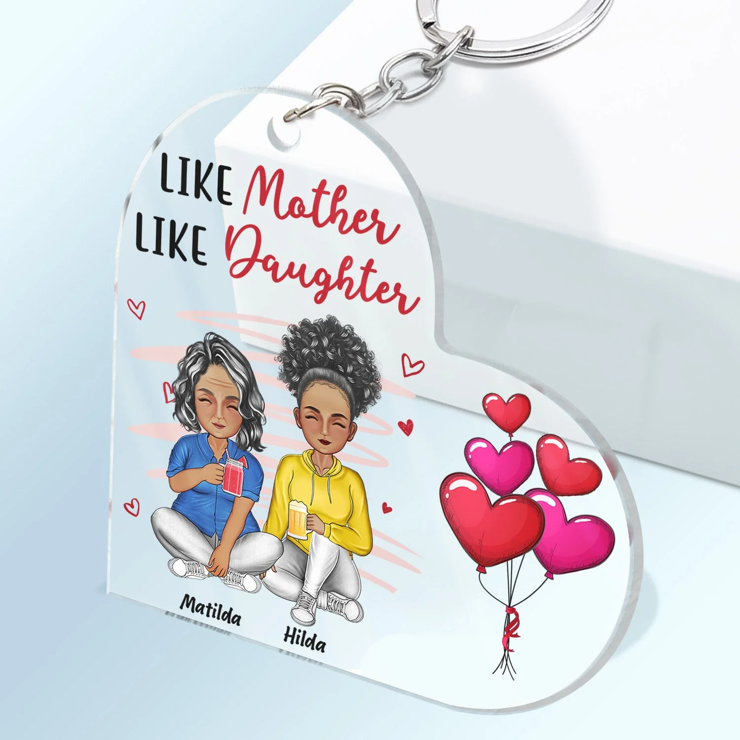 Like Mother Like Daughters - Birthday, Loving Gift For Mommy, Mother, Grandma, Grandmother - Personalized Custom Acrylic Keychain - Image 2