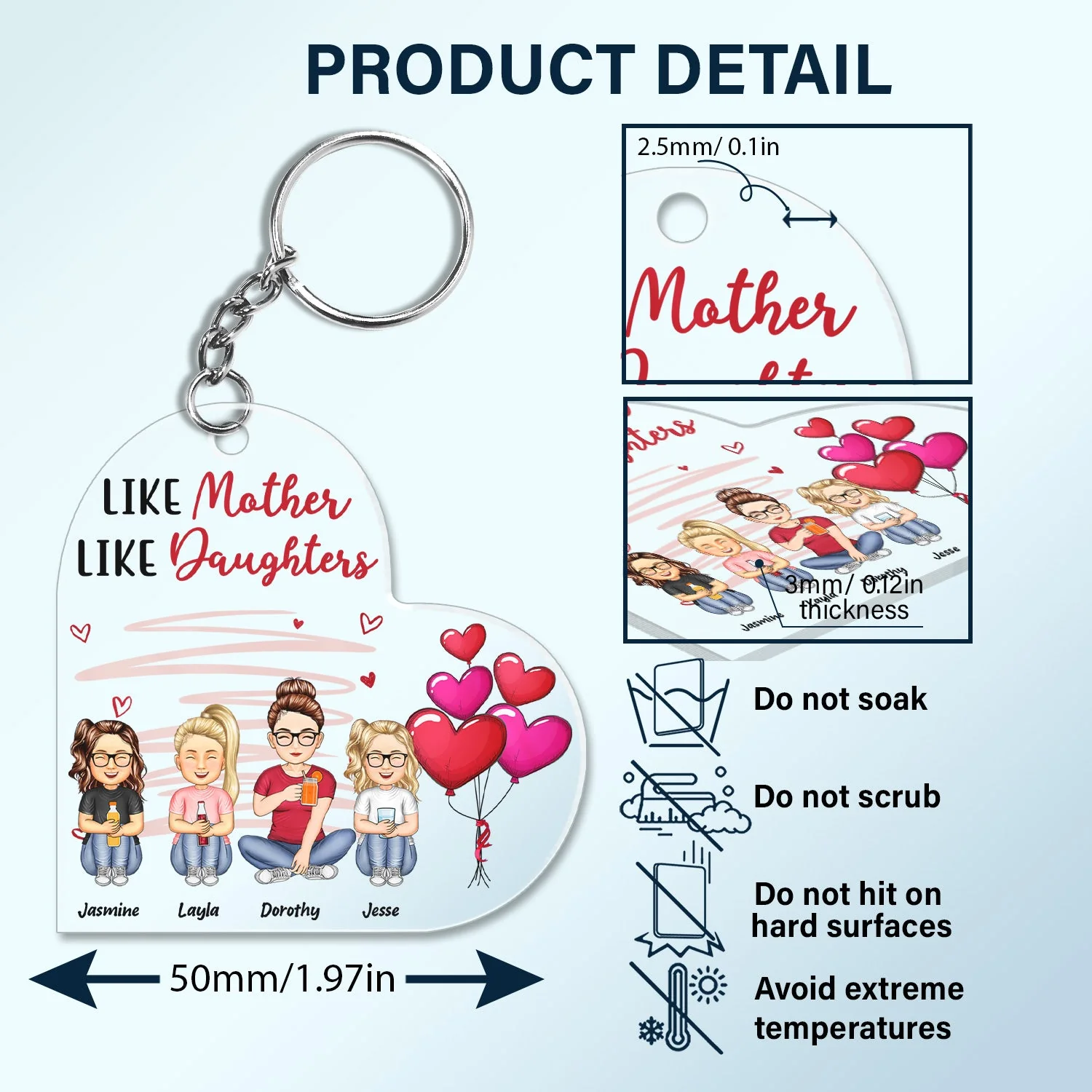 Like Mother Like Daughters - Birthday, Loving Gift For Mommy, Mother, Grandma, Grandmother - Personalized Custom Acrylic Keychain - Image 5