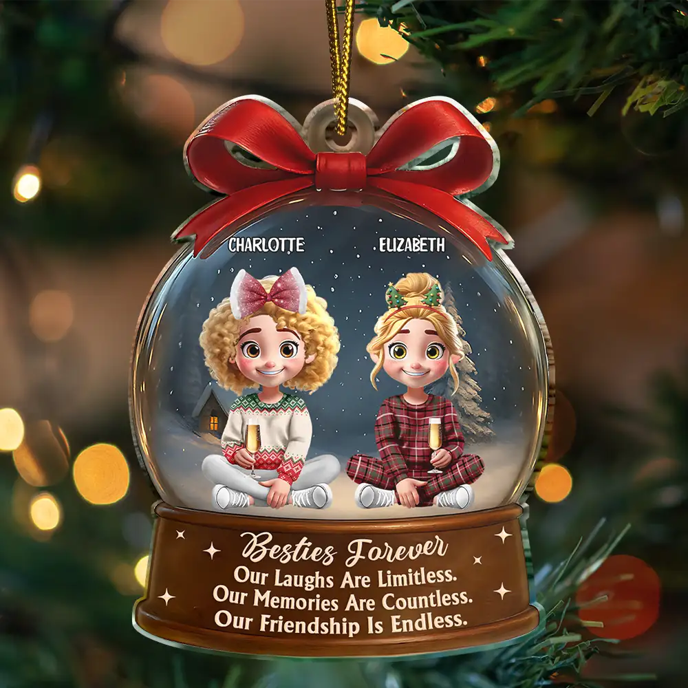 Limitless Laugh Countless Memories Endless Friendship Besties - Personalized Custom Shaped Acrylic Ornament - Image 3