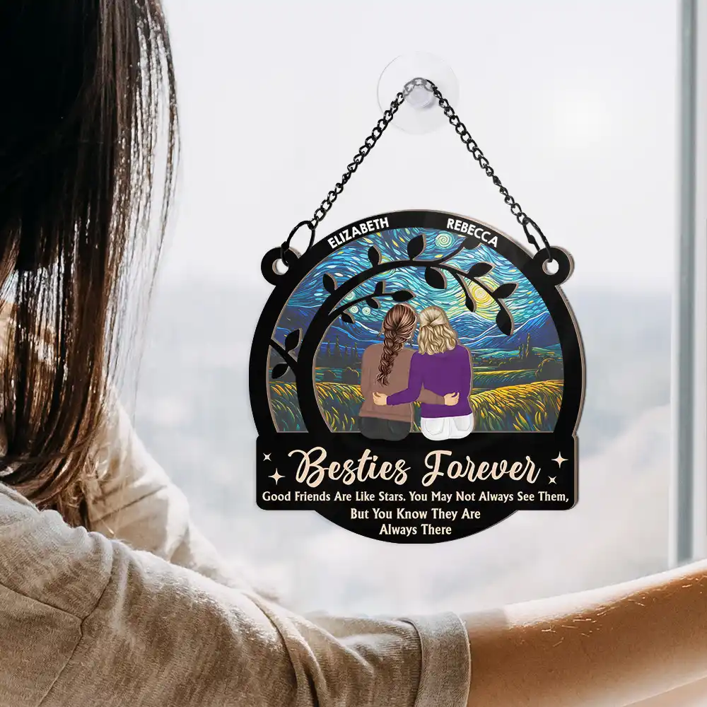Limitless Laugh Countless Memories Endless Friendship Besties - Personalized Window Hanging Suncatcher Ornament - Image 4