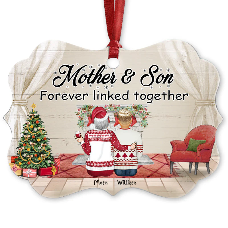 Linked Forever - Gift For Mother And Son - Personalized Custom Aluminum Ornament