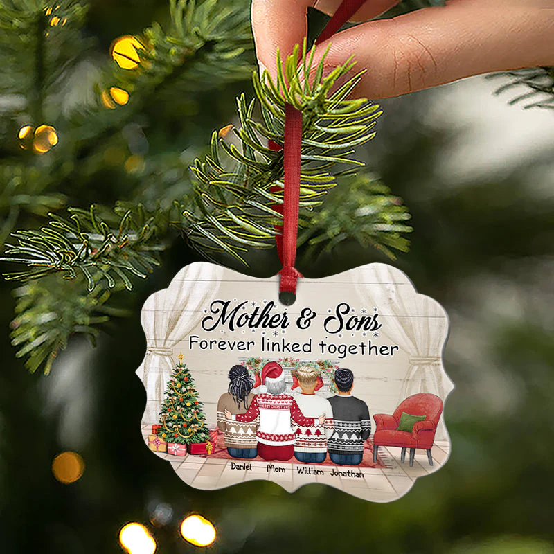 Linked Forever - Gift For Mother And Son - Personalized Custom Aluminum Ornament - Image 2