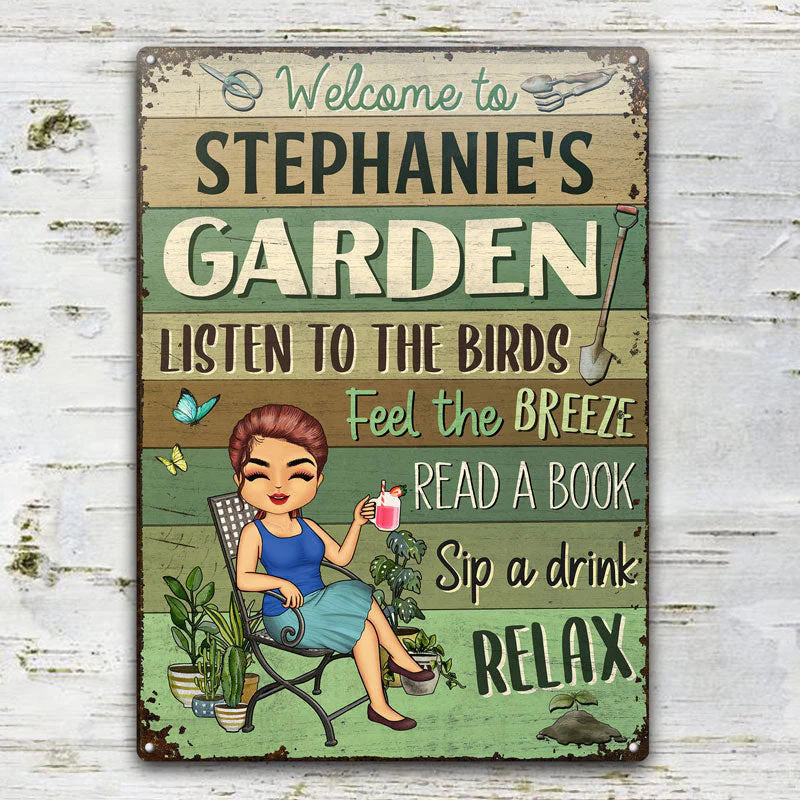 Listen To The Birds Feel The Breeze Gardening - Garden Sign - Personalized Custom Classic Metal Signs - Image 2