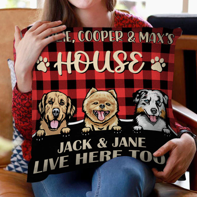 Live Here Too - Gift For Dog Lovers - Personalized Custom Pillow - Image 2