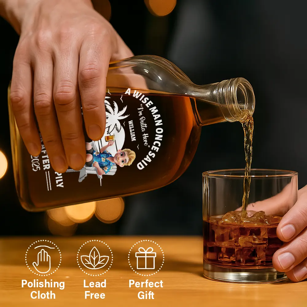Lived Happily Ever Retired - Personalized Whiskey Bottle - Image 6
